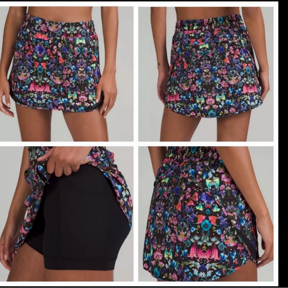 ❤️LULULEMON HOTTY HOT HIGH RISE SKIRT/SKORT*LONG-FLOWERSCOPE BLACK MULTI-12❤️